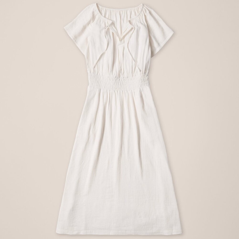 Pact Organic NWT Coastal Double Gauze Boho Midi Dress, White/Sea Salt, XS - Picture 2 of 6